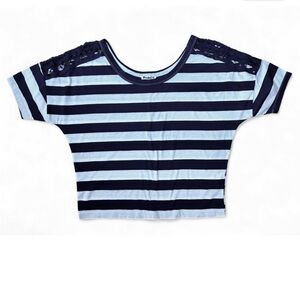 Rewind Black and White Striped Tee